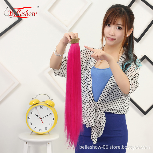 Hot sell clip on ponytail straight synthetic hair extension easy ponytail hairstyles best clip in hair extensions